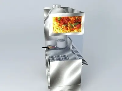 Kit stainless steel kitchen with stove and oven Free 3D model
