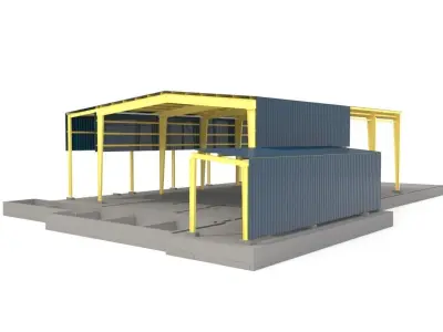 Industrial metal hangars 3D model