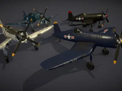 Vought F4U Corsair Low-poly 3D model