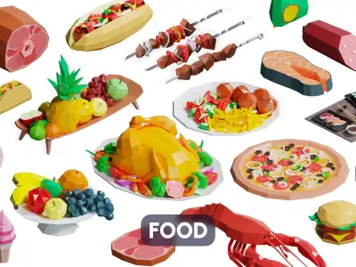 Food Pack Low-poly 3D model