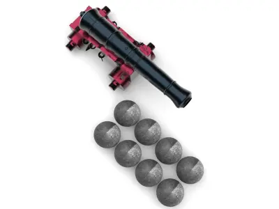 Cannon With Cannonball 3D model