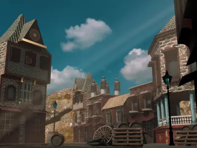 FRENCH CITY 1800s Low-poly 3D model