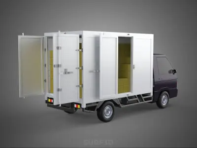 DELIVERY BOX TRUCK PICKUP LOADED BOXES CARGO FREIGHT CUBE VAN 3D model
