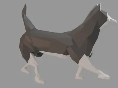 Low Poly Husky Dog Rigged Low-poly 3D model