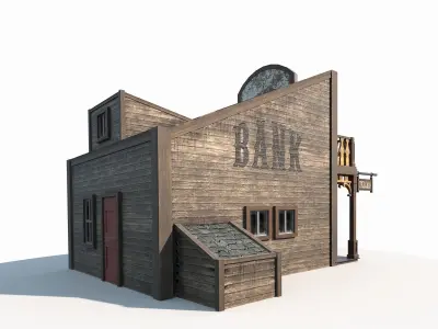 Western Bank Low Poly PBR Low-poly 3D model