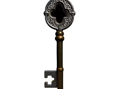 Ornate Vintage Skeleton Key Prop Low-poly 3D model