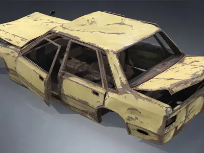 Abandoned Rusty Car PBR 3D model