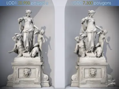 Fountain of Teti Low-poly 3D model