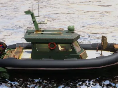 military rhib for games Low-poly 3D model