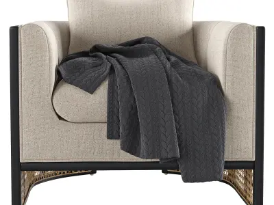 Upholstered Grid Back Chair Free 3D model