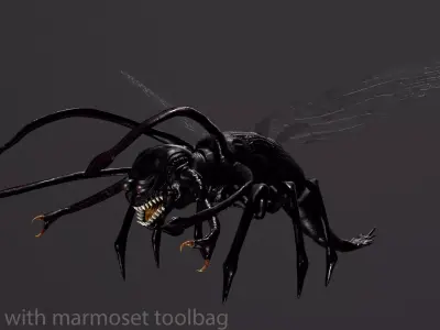 Bug 3 mosquito with eyes Low-poly 3D model