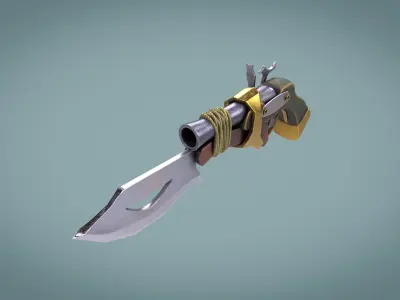 Pistol With Blade Low-poly 3D model