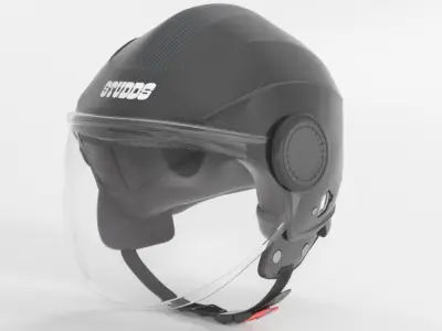 Studds Urban Black with Black Strip Open Face Helmet Low-poly 3D model