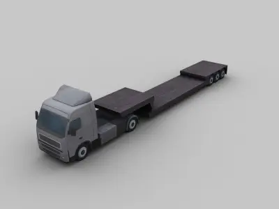Truck with Trailer 1 Low-poly 3D model
