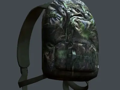 Backpack military combat Black baggage Low-poly 3D model