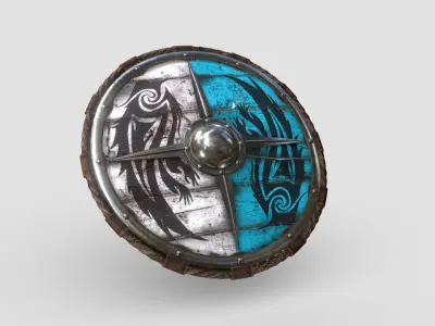 Viking Raven Shield Low-poly 3D model
