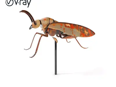 Steampunk Insect Model Pack with Detailed Craftsmanship Low-poly 3D model