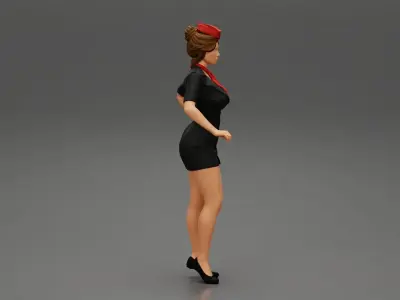 Sexy woman steward standing 3D print model