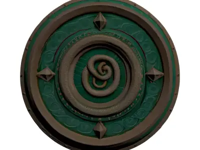 Mythical Serpent Shield Medallion 3D model