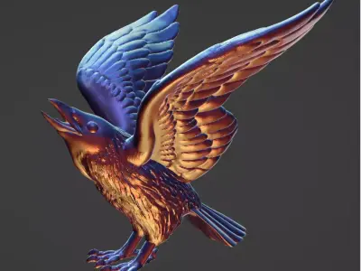 Raven in Flight Detailed Bird Sculpture Free 3D print model