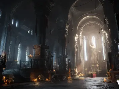 Ancient Cathedral Environment Low-poly 3D model