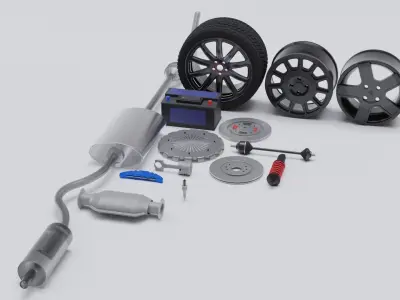 Car parts Pack Low-poly 3D model