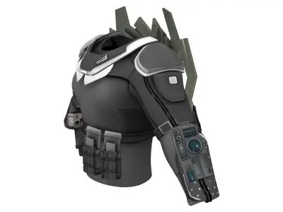 Sci-fi Cyborg Ranger Warrior Top With Guns Ammunition Low-poly 3D model