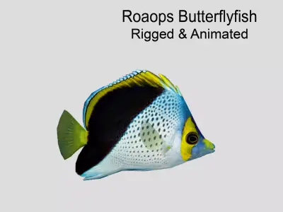 Butterflyfish Low-poly 3D model