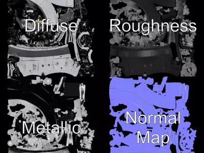 Detailed Jet Engine Turbine Model Pack for Design Projects Low-poly 3D model