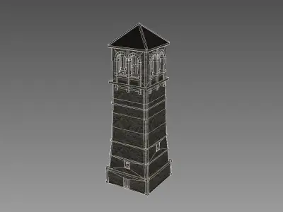 lighthouse stone tower Low-poly 3D model