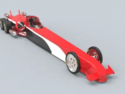 Twin-engined jet dragster 3D model