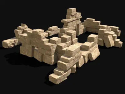  ARABIC DESERT RUINS ORIENTAL EGYPTIAN SAND STONE BIBLICAL Low-poly 3D model