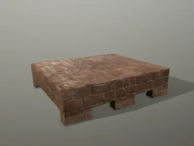 Altar Set stone column Low-poly 3D model