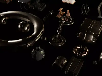 Mechanical pack - 36 Main Parts Low-poly 3D model