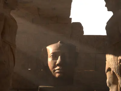 Egyptian colossal granite heads 3D model