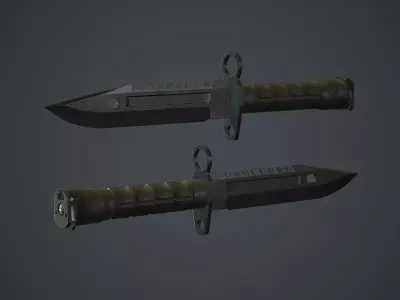 Black M9 Bayonet Knife PBR Game Ready Low-poly 3D model