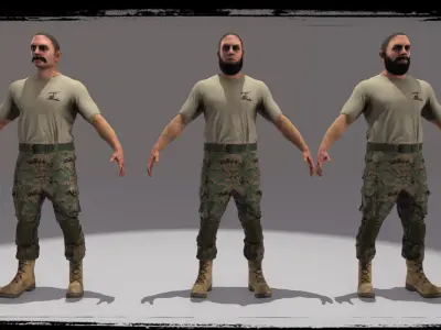 Middle East Terrorist Pack Low-poly 3D model