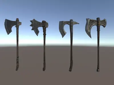 PBR Fantasy Weapons Axes Low-poly 3D model