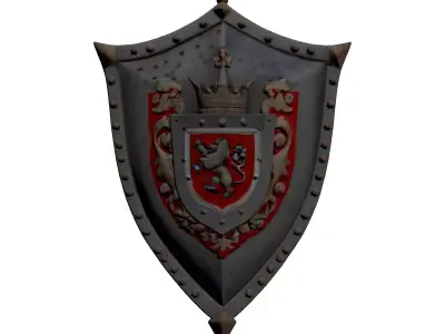 Medieval Knight Shield Heraldic Crest 3D model