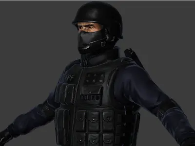 SWAT Policeman Low-poly 3D model