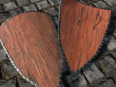 Medieval round shield with coat of arms 7 Low-poly 3D model