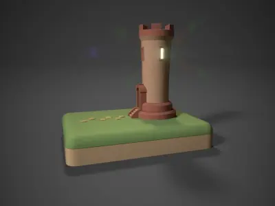 Stylized cartoon tower Low-poly 3D model