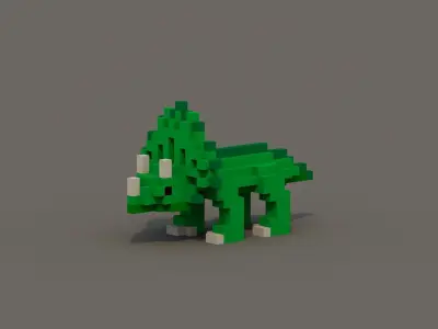 Dinosaur Voxel Pack Low-poly 3D model