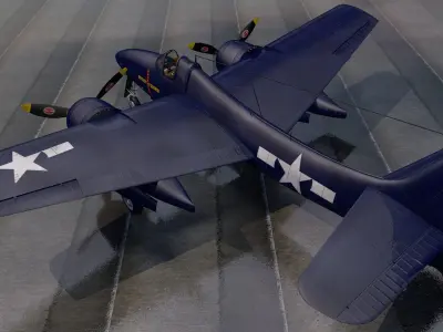 Grumman F7F-1 Tigercat 3D model