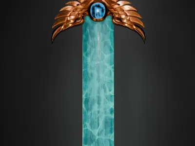 Blessed Sea  Fantasy Sword 3D Model Game-Ready  PBR Textured 3D model