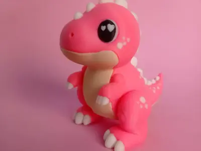 Flexi Cute Baby T Rex Print In Place No Supports 3D print model