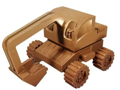 Wooden Bulldozer Toy 3D model
