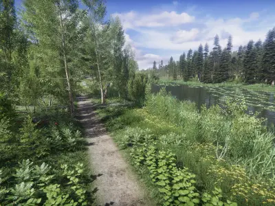 Lake Coniferous - Environment Unity Low-poly 3D model