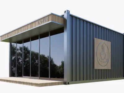 coffee shop Low-poly 3D model