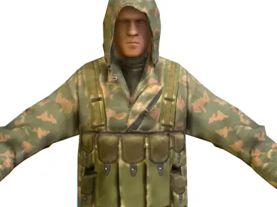 LowPoly Man Old USSR Soldier Low-poly 3D model